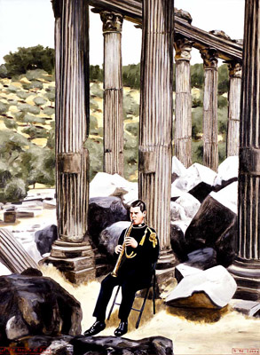 1986-05 at the temple of Zeus 56x75cm